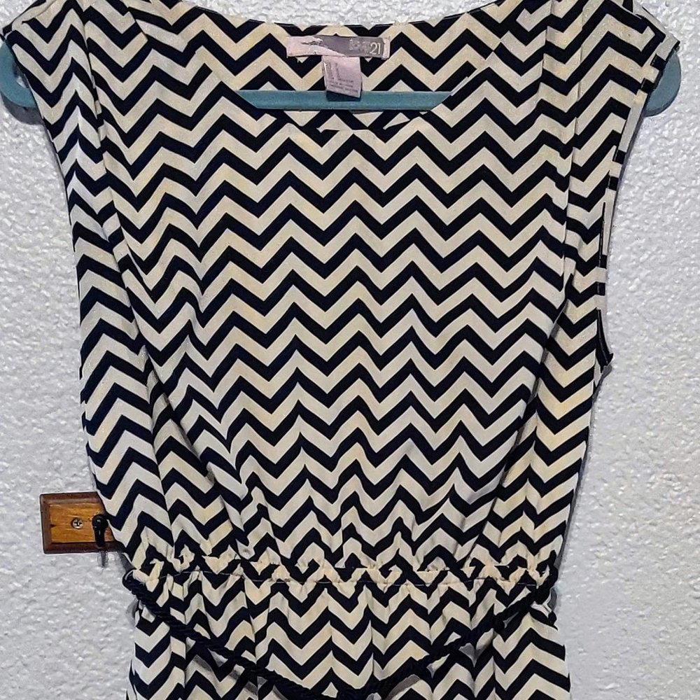 Black & Creme Chevron Dress